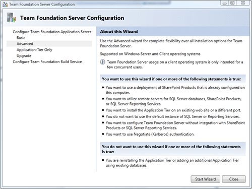 Team Foundation Server Configuration - Advanced