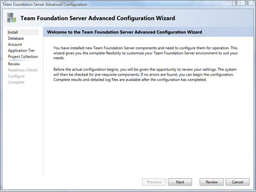 Team Foundation Server Configuration - Advanced - Install