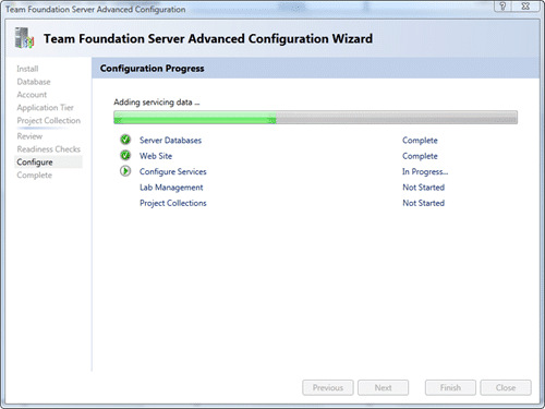 Team Foundation Server Configuration - Advanced - Configure after 40 seconds