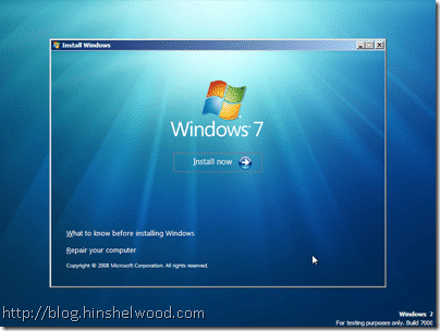 Windows 7 Install: Install Now