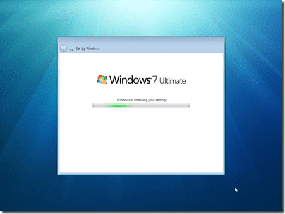 Windows 7 First Boot: Windows is finalising your settings