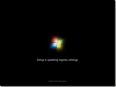 Windows 7 Install: Setup is updating the registry settings