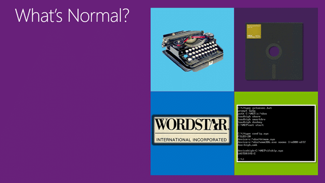 The old normal had typewriters and 8” floppy disks