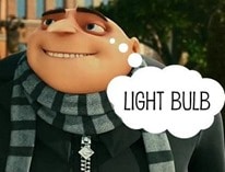 The main character from Despicable Me gets an idea and utters "Light Bulb"