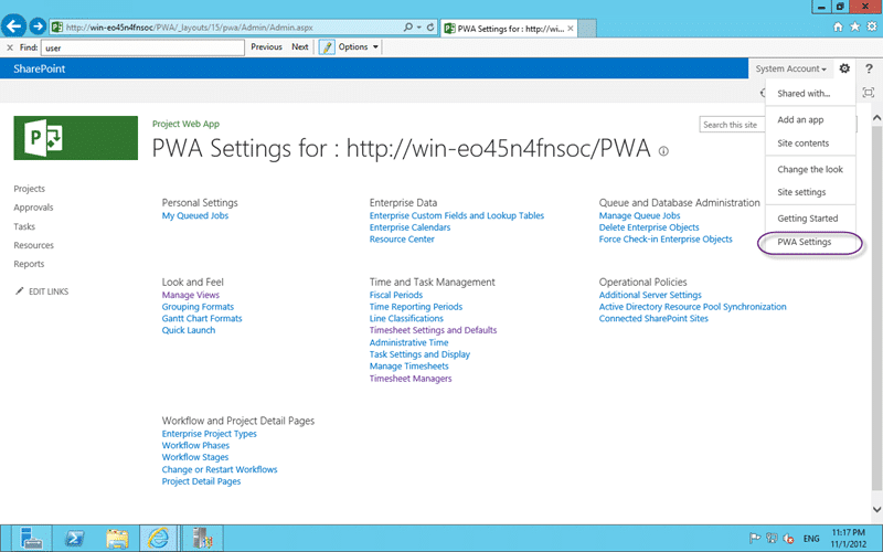Oh..Oh.. “PWA Settings” in Project Server 2013