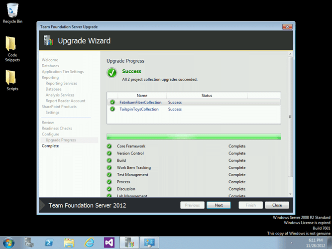 All green an good with the Team Foundation Server 2012 Update 1